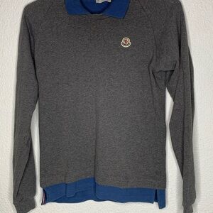 Moncler polo youth boys sz 14 Gray and Blue long sleeve